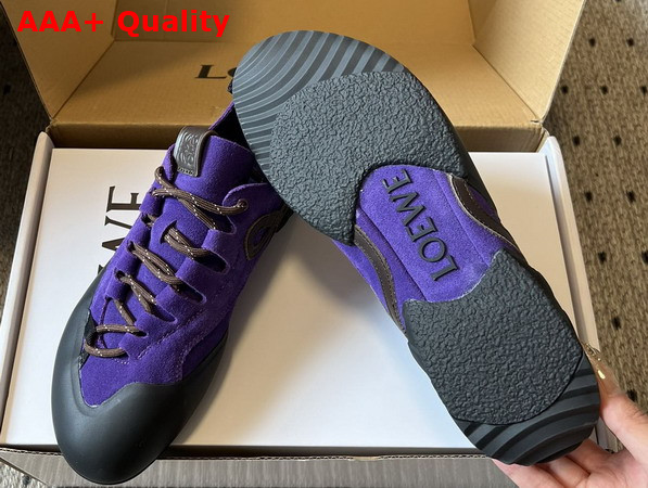 Loewe Grip Sneaker in Calfskin Suede Purple Brown Replica