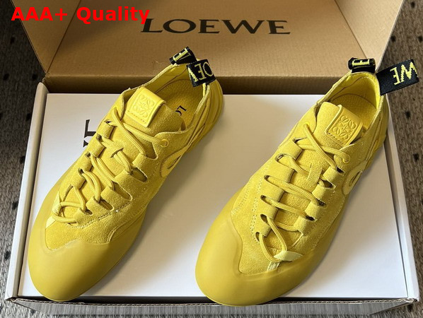 Loewe Grip Sneaker in Calfskin Suede Yellow Sunshine Replica