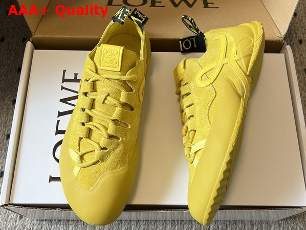 Loewe Grip Sneaker in Calfskin Suede Yellow Sunshine Replica