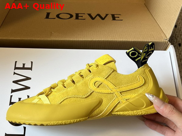 Loewe Grip Sneaker in Calfskin Suede Yellow Sunshine Replica