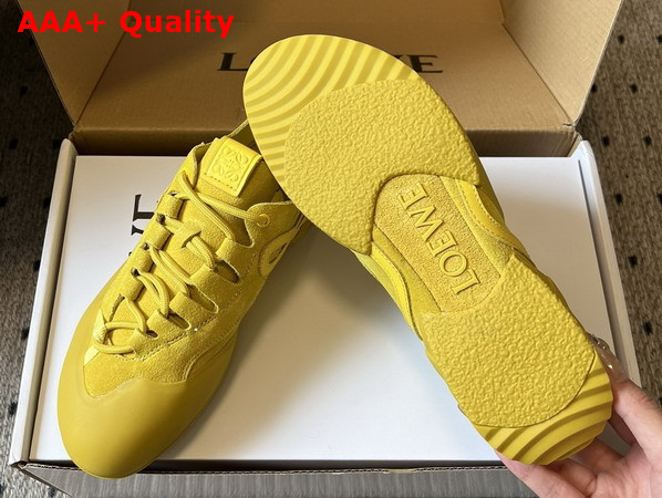 Loewe Grip Sneaker in Calfskin Suede Yellow Sunshine Replica