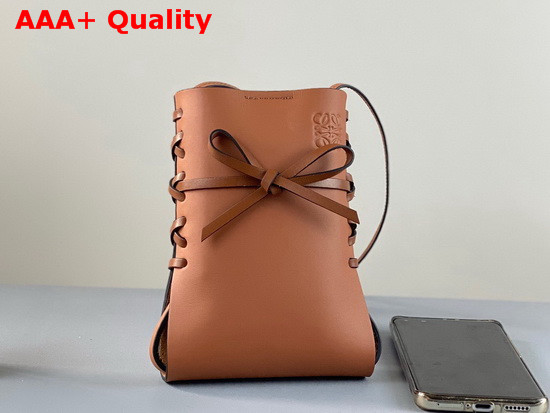 Loewe Ikebana Phone Pocket in Tan Calfskin Replica