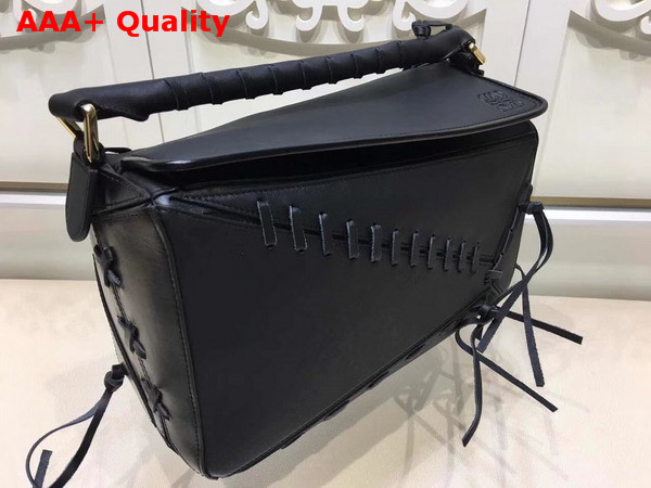 Loewe Laced Puzzle Bag Black Smooth Calfskin Replica