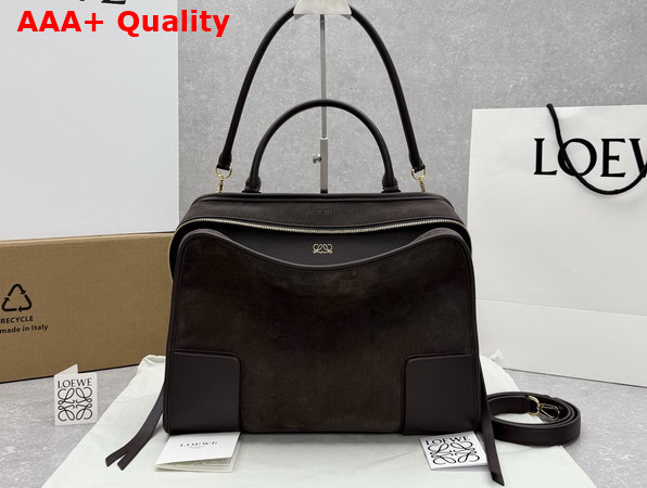 Loewe Large Amazona 180 Bag in Suede Dark Chestnut Replica