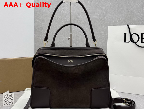Loewe Large Amazona 180 Bag in Suede Dark Chestnut Replica