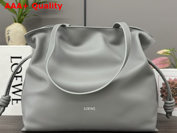 Loewe Large Flamenco Clutch in Light Grey Nappa Calfskin Replica
