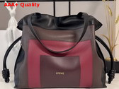 Loewe Large Flamenco Clutch in Nappa Calfskin Black and Burgundy Replica