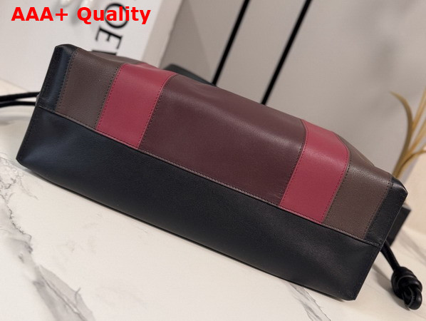 Loewe Large Flamenco Clutch in Nappa Calfskin Black and Burgundy Replica