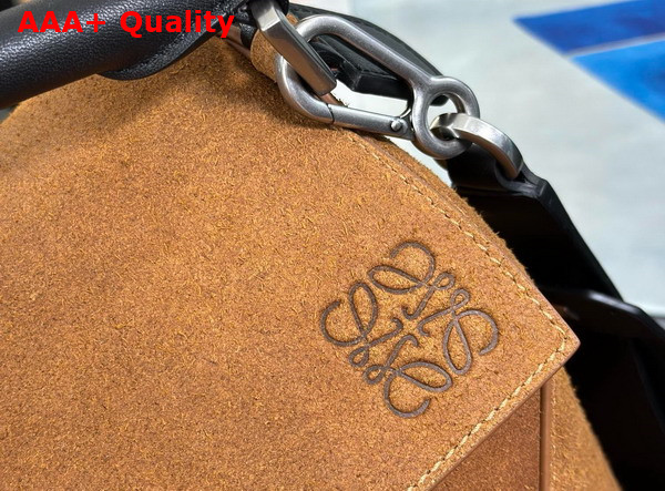 Loewe Large Puzzle Bag in Cognac Suede Calfskin Replica