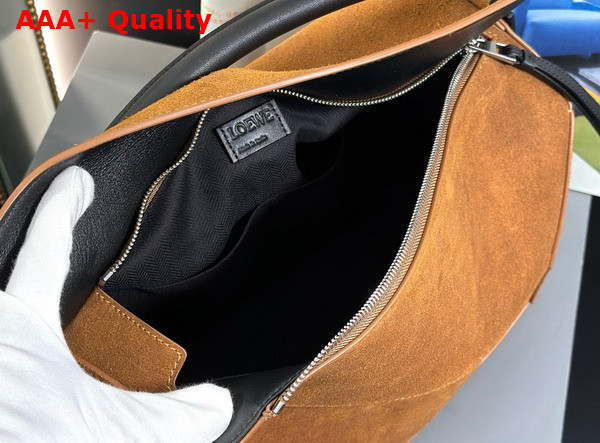 Loewe Large Puzzle Bag in Cognac Suede Calfskin Replica