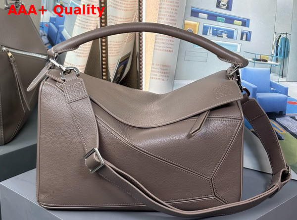 Loewe Large Puzzle Bag in Dark Grey Supple Grained Calfskin Replica