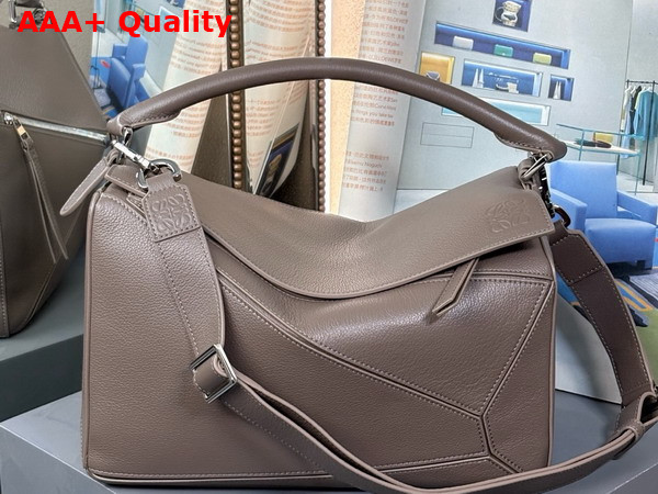 Loewe Large Puzzle Bag in Dark Grey Supple Grained Calfskin Replica