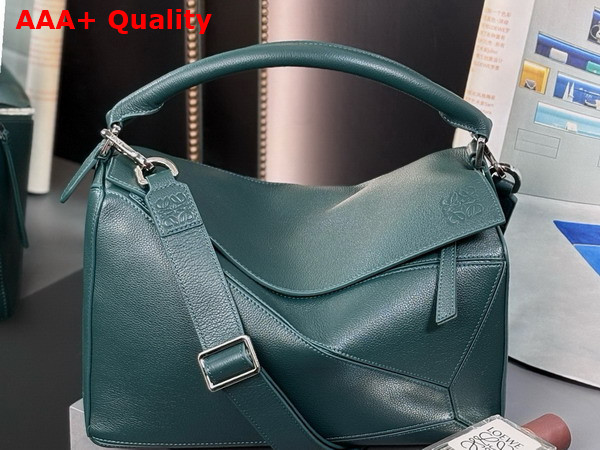 Loewe Large Puzzle Bag in Emerald Green Supple Grained Calfskin Replica