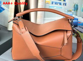 Loewe Large Puzzle Bag in Tan Shiny Calfskin Replica
