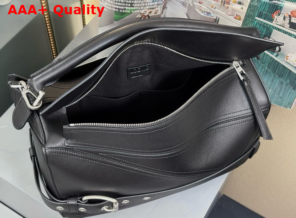 Loewe Large Puzzle Biker Bag in Shiny Calfskin Black Replica