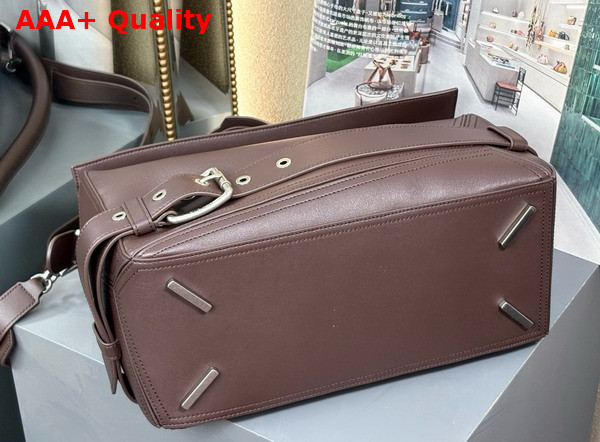 Loewe Large Puzzle Biker Bag in Shiny Calfskin Dark Brownie Replica