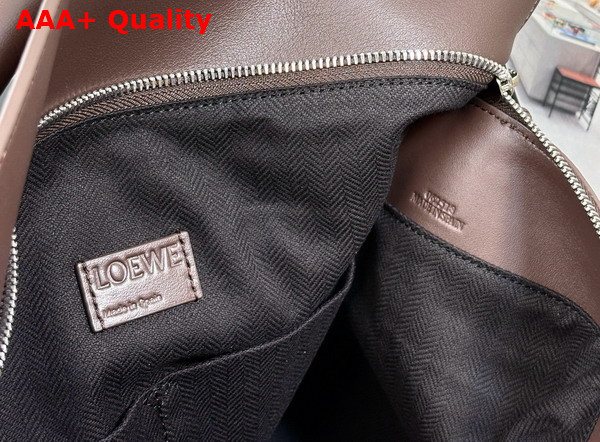 Loewe Large Puzzle Biker Bag in Shiny Calfskin Dark Brownie Replica