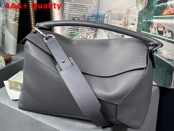 Loewe Large Puzzle Edge Bag in Dark Grey Soft Grained Calfskin Replica