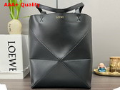 Loewe Large Puzzle Fold Tote in Shiny Calfskin Black Replica