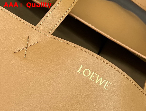 Loewe Large Puzzle Fold Tote in Shiny Calfskin Warm Desert Replica