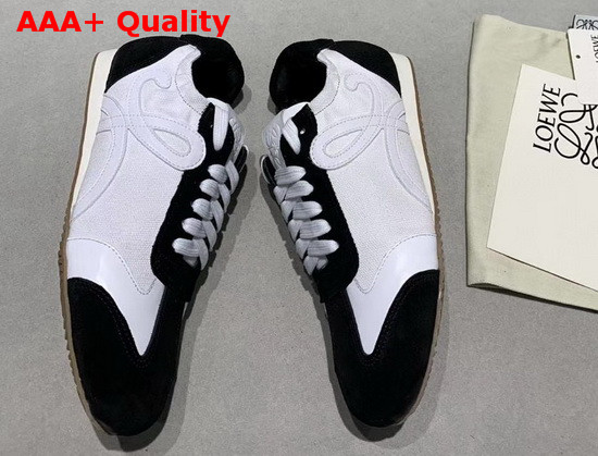 Loewe Linen Ballet Runner White Linen and Black Suede Leather Replica