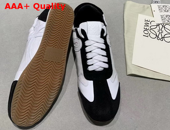Loewe Linen Ballet Runner White Linen and Black Suede Leather Replica