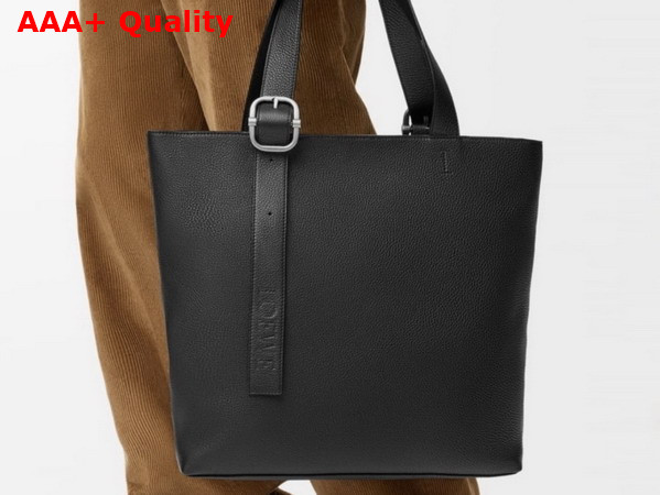 Loewe Loop Zipped Tote in Supple Grained Calfskin Black Replica