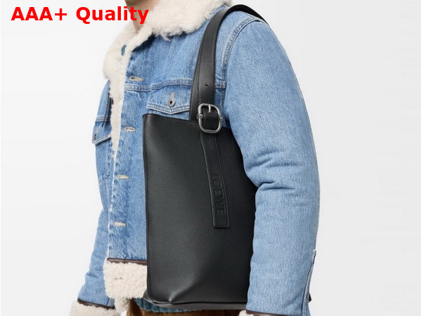Loewe Loop Zipped Tote in Supple Grained Calfskin Black Replica