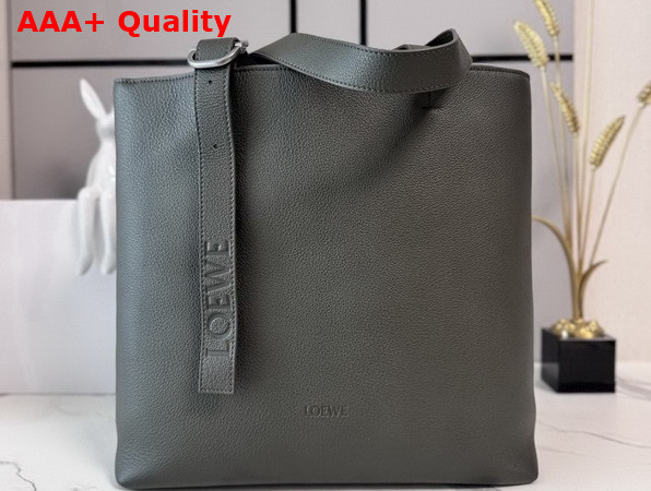 Loewe Loop Zipped Tote in Supple Grained Calfskin Dark Khaki Replica