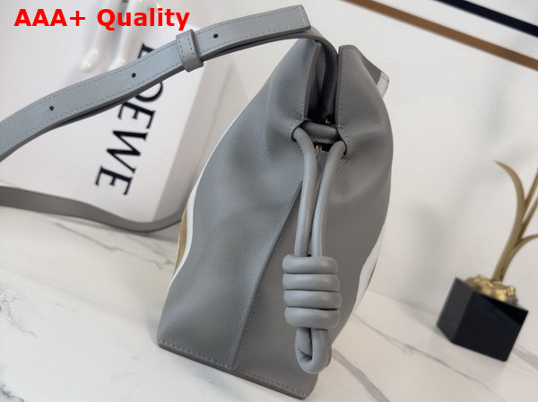 Loewe Medium Flamenco Clutch Landscape in Nappa Calfskin Sparkling Grey and Butter Replica