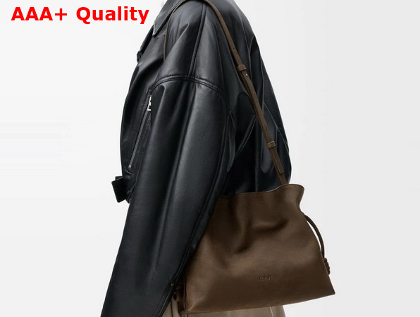 Loewe Medium Flamenco Clutch in Grained Nubuck Tundra Replica