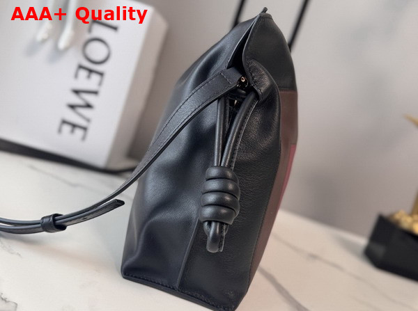 Loewe Medium Flamenco Clutch in Nappa Calfskin Black and Burgundy Replica