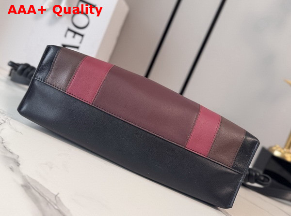 Loewe Medium Flamenco Clutch in Nappa Calfskin Black and Burgundy Replica