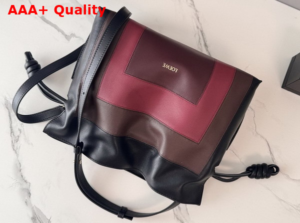 Loewe Medium Flamenco Clutch in Nappa Calfskin Black and Burgundy Replica