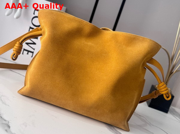 Loewe Medium Flamenco Clutch in Suede Ochre Replica
