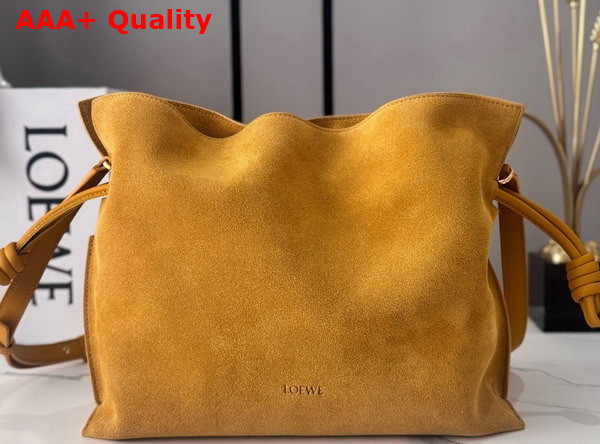 Loewe Medium Flamenco Clutch in Suede Ochre Replica