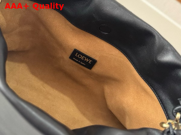 Loewe Medium Flamenco Purse in Black Mellow Nappa Lambskin with Black Chain Replica