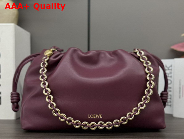Loewe Medium Flamenco Purse in Mellow Nappa Lambskin Dark Brugundy Replica