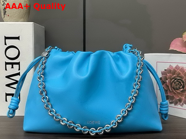 Loewe Medium Flamenco Purse in Sky Blue Mellow Nappa Lambskin Replica