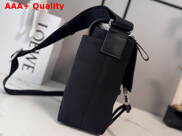 Loewe Medium Flex Messenger in Canvas and Brushed Suede Khaki and Black Replica