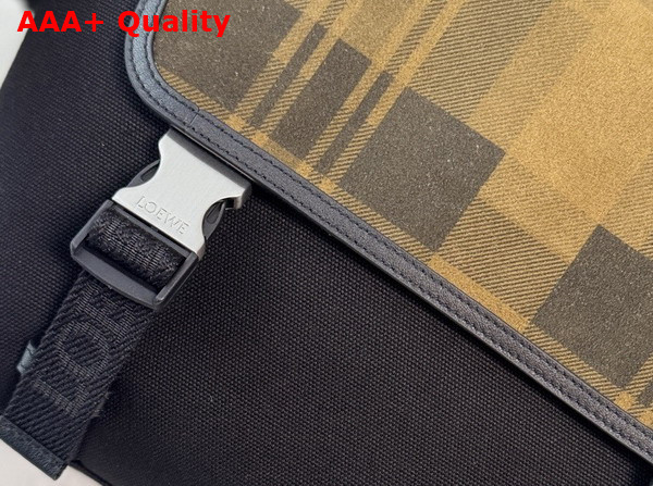 Loewe Medium Flex Messenger in Canvas and Brushed Suede Khaki and Black Replica