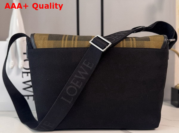 Loewe Medium Flex Messenger in Canvas and Brushed Suede Khaki and Black Replica