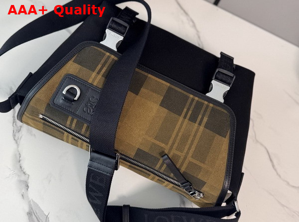 Loewe Medium Flex Messenger in Canvas and Brushed Suede Khaki and Black Replica