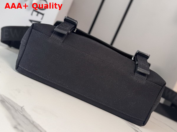 Loewe Medium Flex Messenger in Canvas and Brushed Suede Khaki and Black Replica