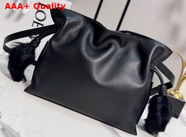 Loewe Medium Lion Intarsio Flamenco Clutch in Calfskin Black and Pecan Replica