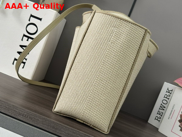 Loewe Medium Loewe Font Tote in Ecru Jacquard Canvas Replica