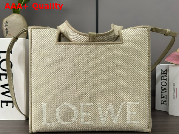 Loewe Medium Loewe Font Tote in Ecru Jacquard Canvas Replica