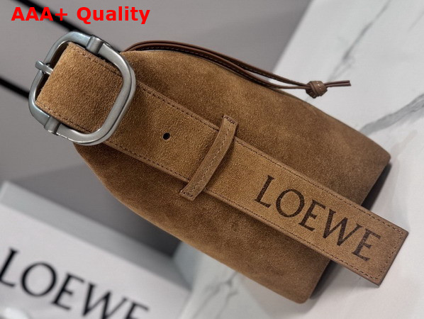 Loewe Medium Loop Hobo in Suede Calfskin Tobacco Replica