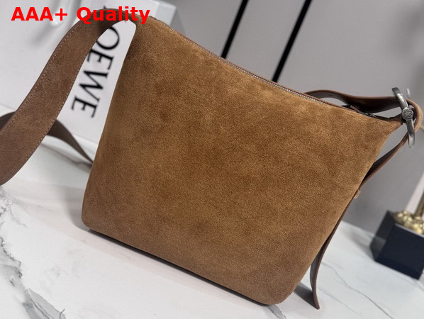 Loewe Medium Loop Hobo in Suede Calfskin Tobacco Replica