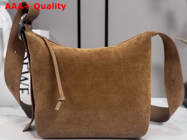 Loewe Medium Loop Hobo in Suede Calfskin Tobacco Replica